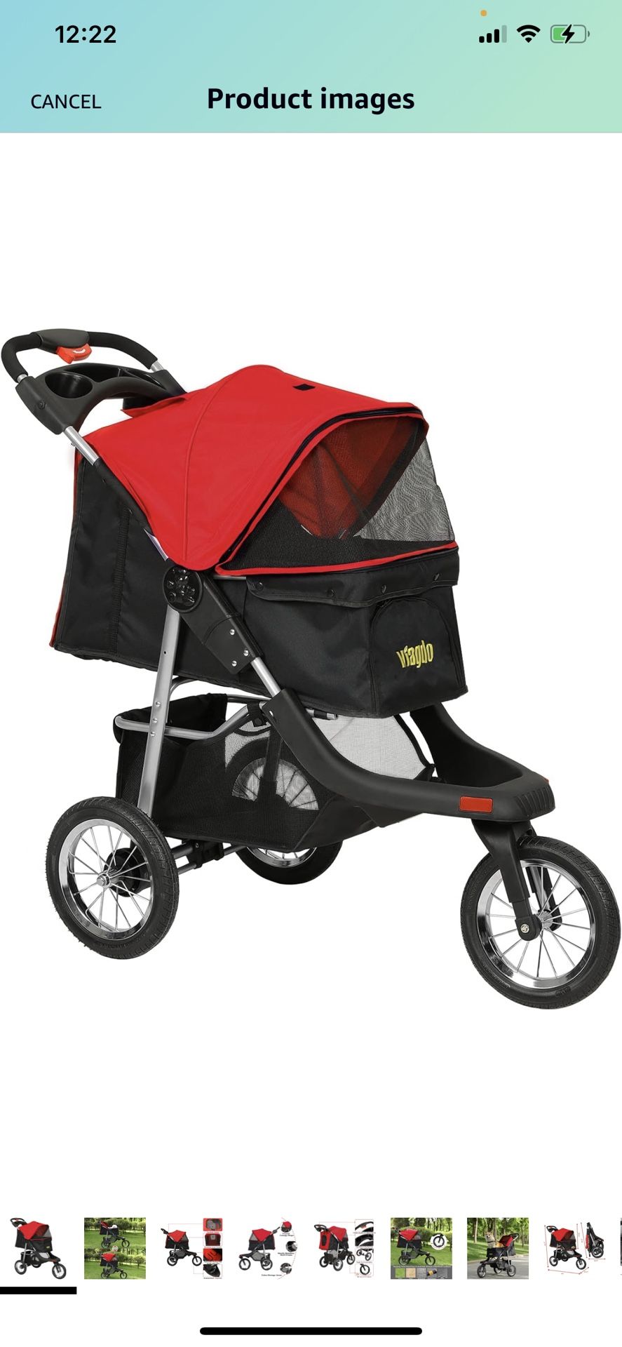 VIAGDO Premium Heavy Duty Pet Stroller for Small Medium Dogs & Cats, 3-Wheel Cat Stroller, Foldable Dog Stroller with Suspension System/Link Brake/One