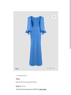 Theia Milenia Off-The-Shoulder Satin Gown / Dress