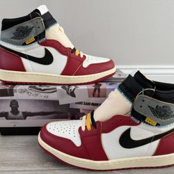 Union LA x Air Jordan 1 Retro High OG SP Chicago Shadow HV8563-600 Varsity Red Black Sail Shadow Grey Muslin Size 12 Shoes NEW w/ Box 