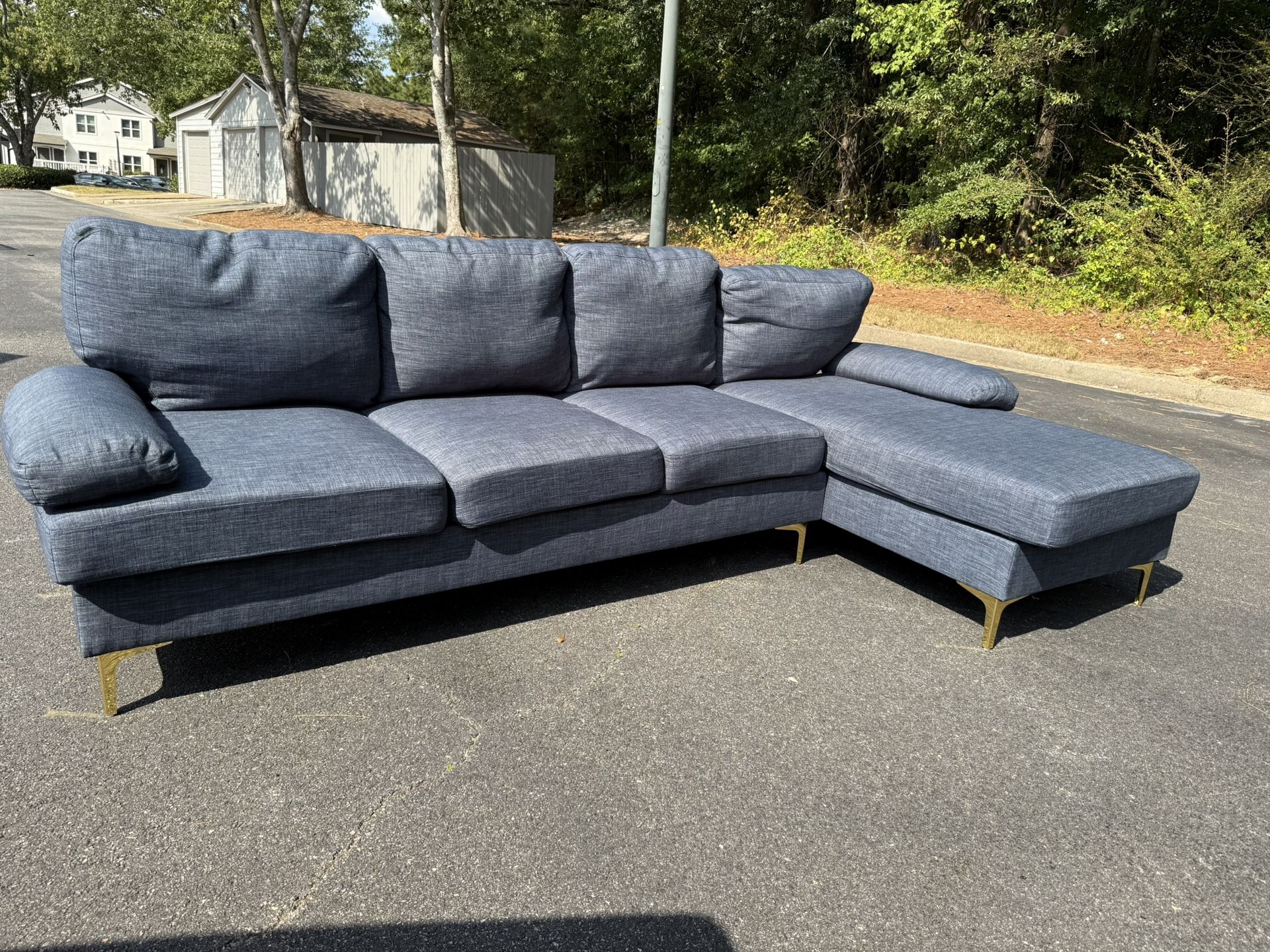 Delivery Available Premium Blue Fabric Sectional Couch