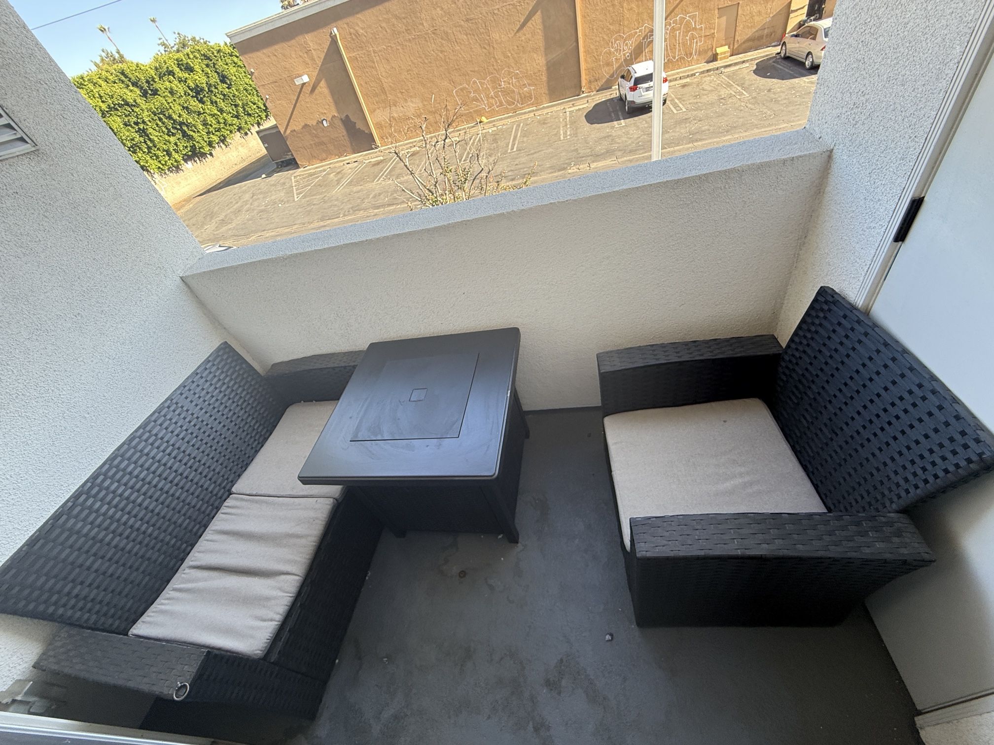 3 piece patio set with fire pit