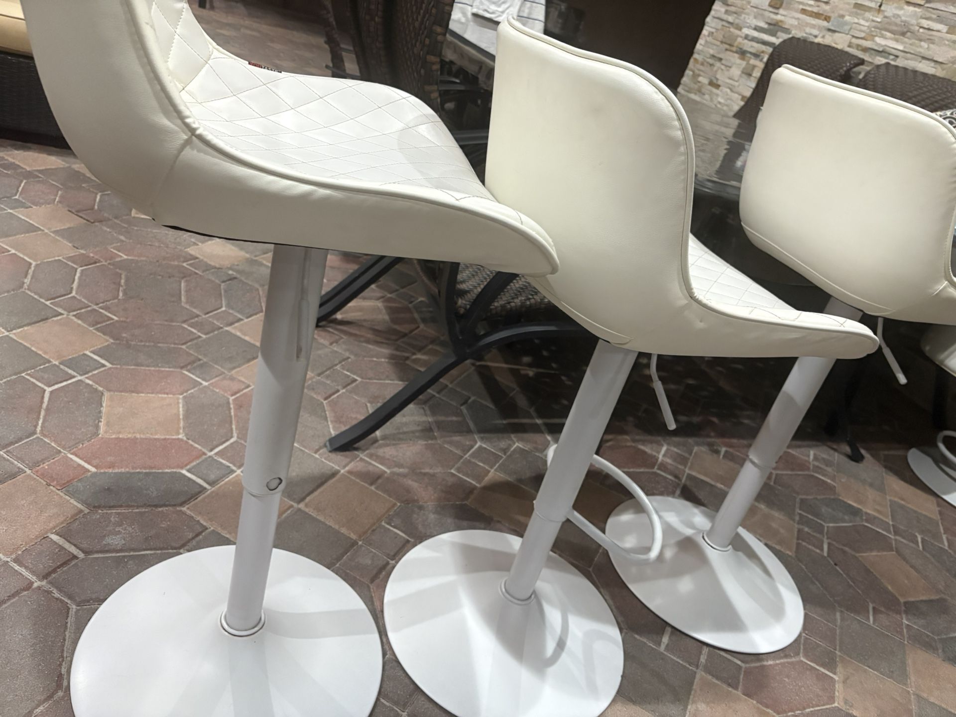 White Leather adjustable Bar Stools 