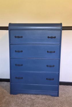 Blue Painted 4-Drawer Tall Dresser