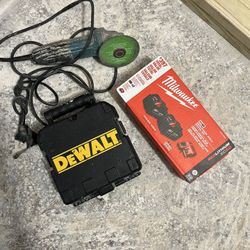 MILWAUKEE BATTERY PACK AND CHARGER PACK MAKITTA GRINDER AND DEWALT LASER LEVEL  $275.00 OR BEST OFFER
