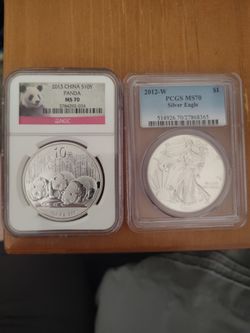 2 ms70 graded 1 oz coins $180