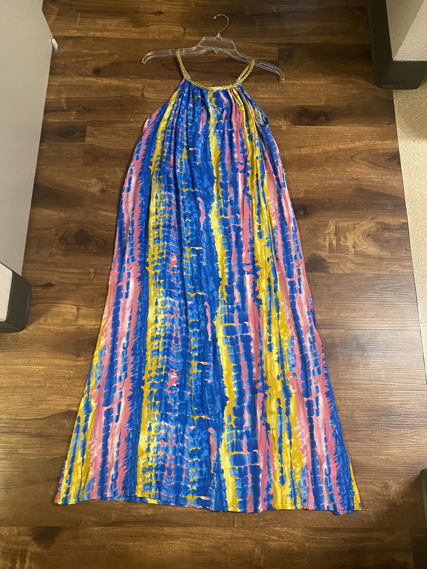 Brand new woman’s Ace Fashion New York brand blue tie dye maxi dress up for sale