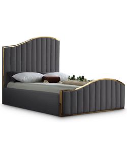 King Bed — Modern Velvet + Gold Frame