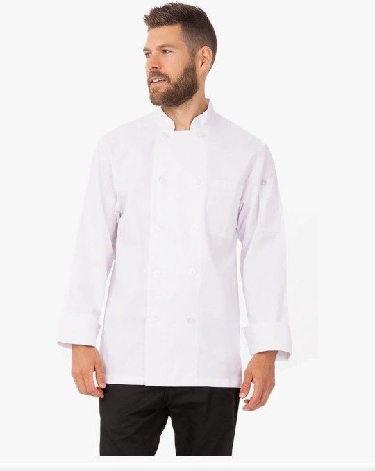 New! Chef Works Men's Le Mans Chef Coat size Large ( reseda ca)