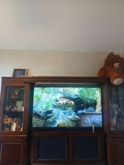4 Piece Cherry Oak Entertainment Center With Shelves