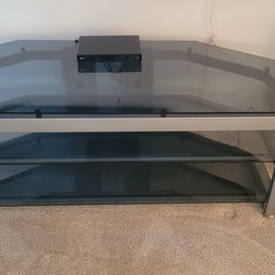 TV Stand - Heavy Glass Shelves/Metal Frame