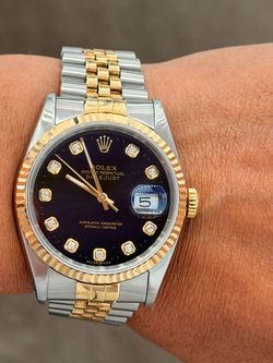 Rolex 36mm Datejust Two-Tone Diamond Dial  Model 16233 Quickset Watch