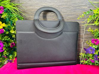 POPRUN PU Leather Padfolio Portfolio with Handle, 50 Sheet Notepad, Black