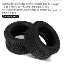 20 x 10.00-10 4-Ply Lawn Mower Tires, 20 x 10.00 x 10 Inch, for Lawn Mower and Garden, Tractor Tires 20/10.00-10, 2-Pack
