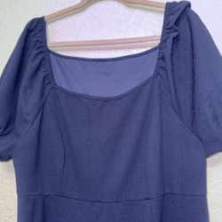 Navy Blue Plus Size Long Dress w Slit 