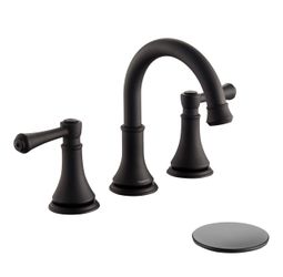 TimeArrow Widespread Bathroom Faucet, Matte Black, 3 Holes