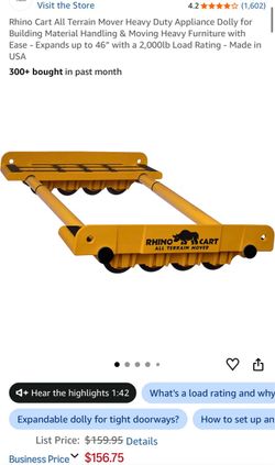 Rhino Cart All Terrain Mover Heavy Duty Dolly