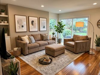 Crate barrel axis couch chair and ottoman