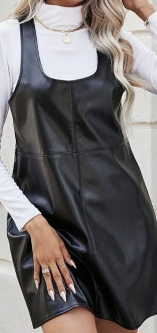 Faux Leather Dress Overall New