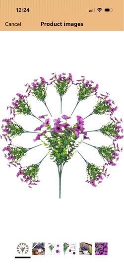 14 Bundles of Purple Outdoor Fake Flowers, UV-Resistant Silk Fake Flowers, Perfect for Garden/Porch/Patio/Window planters, Everlasting Beauty Year-Rou