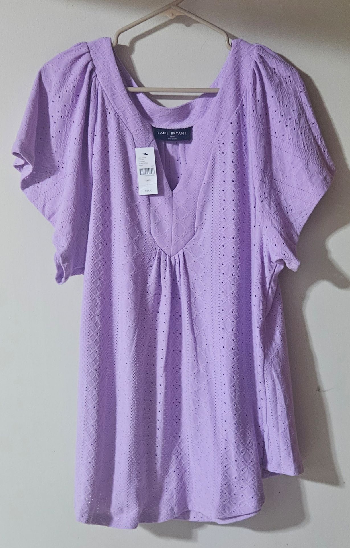18-20 Lane Bryant Woman's Knit Eyelet Notch-Neck Top NWT