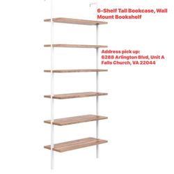 USED - LIKE NEW 6-Shelf Tall Bookcase, Wall Mount Bookshelf