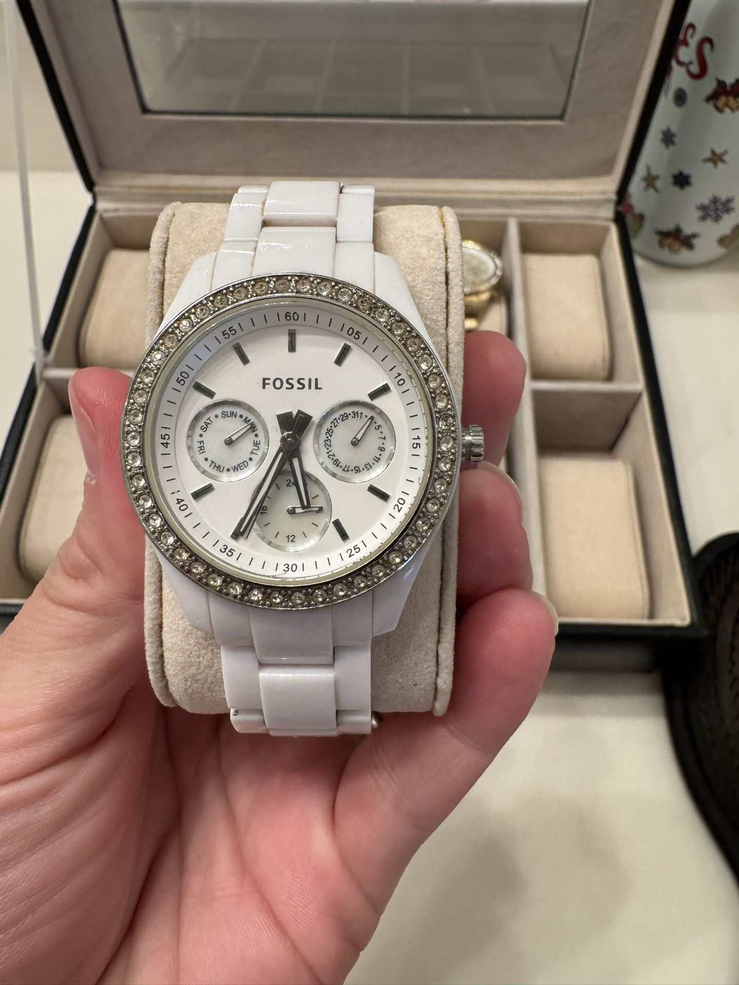 White Fossil Watch