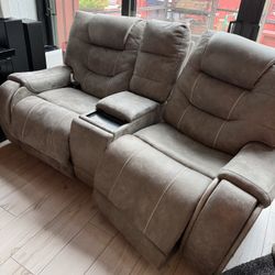 Love Seat/ Eletrical Works/ Leather Almost New/ Back Supports Need Repair