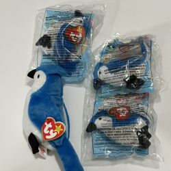 Lot Of 3 McDonalds Blue Jay Bird Rocket 1 Baby 1998 NWT 