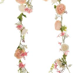Lvydec Artificial Peony Flower Garland - 6ft Silk Peony Garland with 