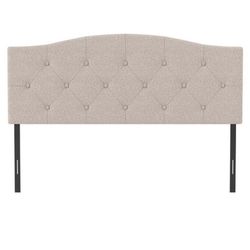 Upholstered Queen Tufted Headboard, Beige In Box