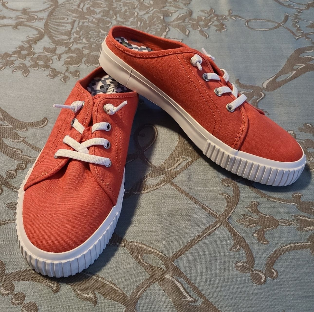 Timberland Skyla Bay Orange Canvas Mule Slip On Shoes Women Size 6.5