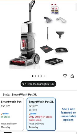 Hoover SmartWash Pet XL, Upright Carpet Cleaner Machine, for Carpet, Rugs, Upholstery, and Stairs, Fast Drying, Deep Clean, Self Cleaning, FH62010V