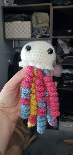 Small Crocheted Jellyfish (Pan-Pride Colors)