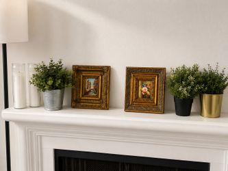 Pair of Vintage Gold Framed Miniature Oil Paintings