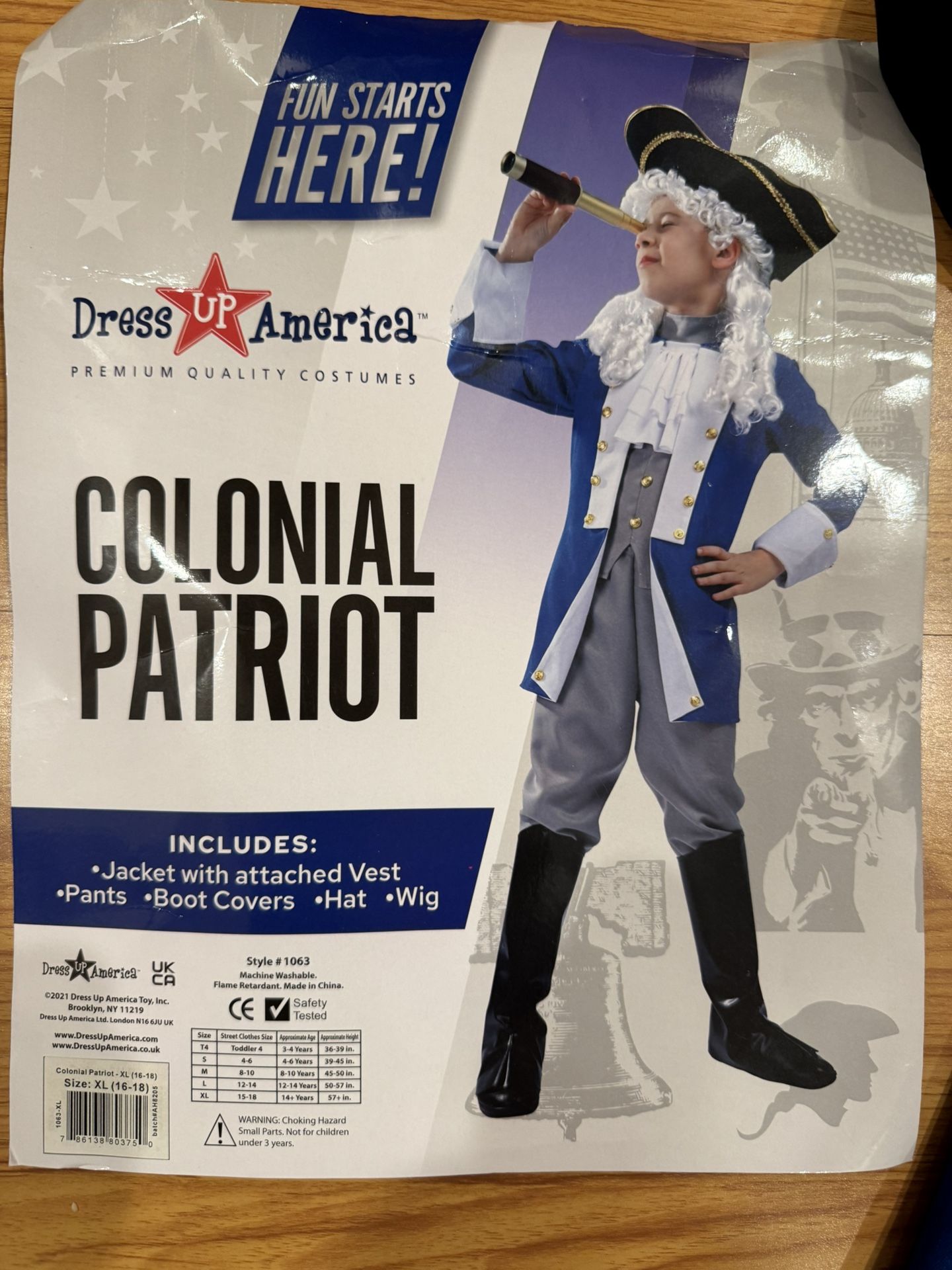 Colonial Patriot Halloween Costume For Kids