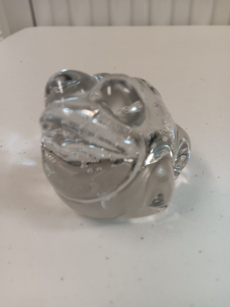 Vintage Handcrafted Clear Glass Frog Paperweight