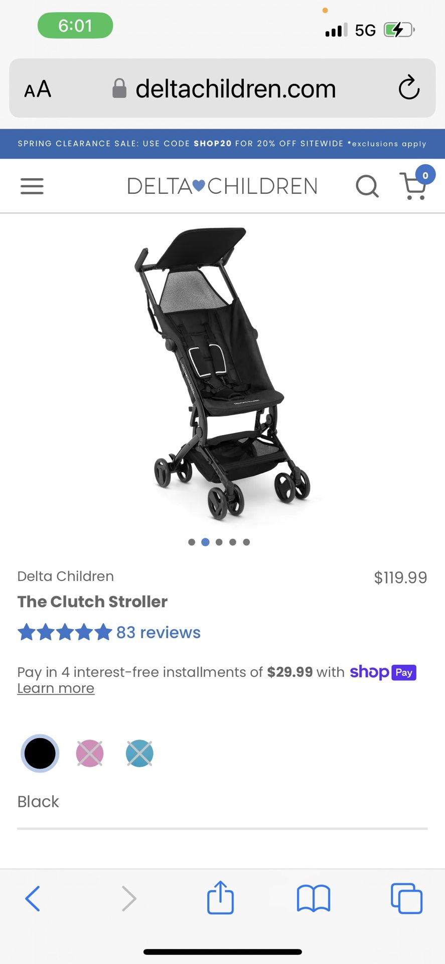 Delta Clutch Travel Stroller 