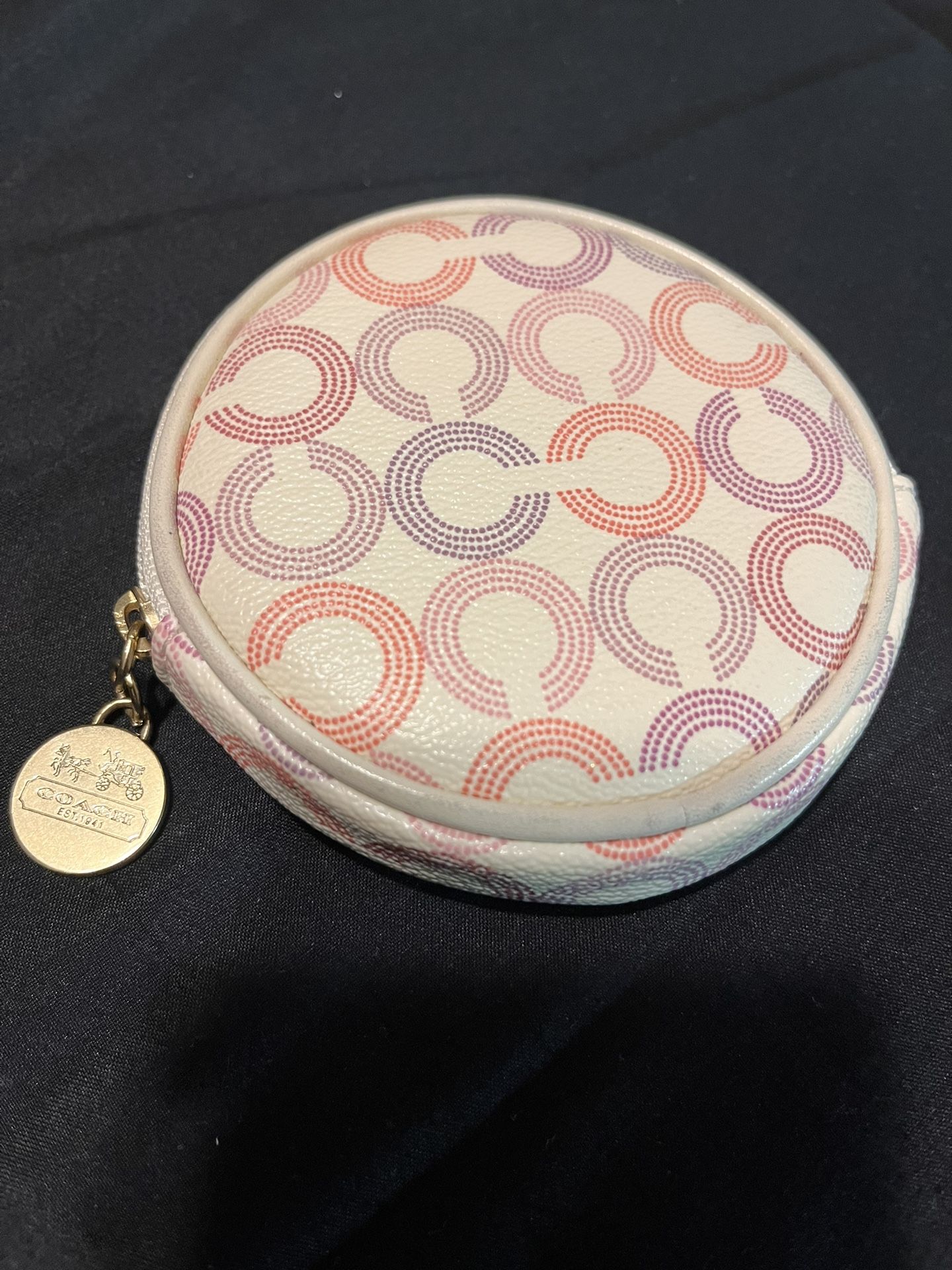 Coach Round Waverly Optic Art Coin Purse