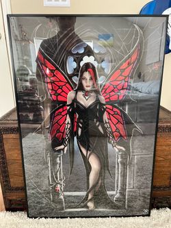 Resin Statue Anne Stokes Aracnafaria Fairy Statue H 9 1/8" Veronese Design and Framed Poster