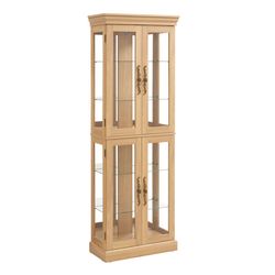 Lighted Glass Curio Display Cabinet,Display Cabinet,Glass Storage Cabinet Glass Wine cabinet Wood Frame Toy Display for Living Room, Kitchen, Pantry l