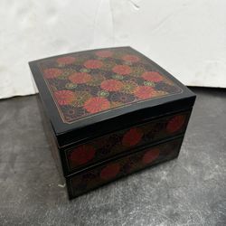 Vintage Two Tier Japanese Hand Painted Bento Box OMC Japan