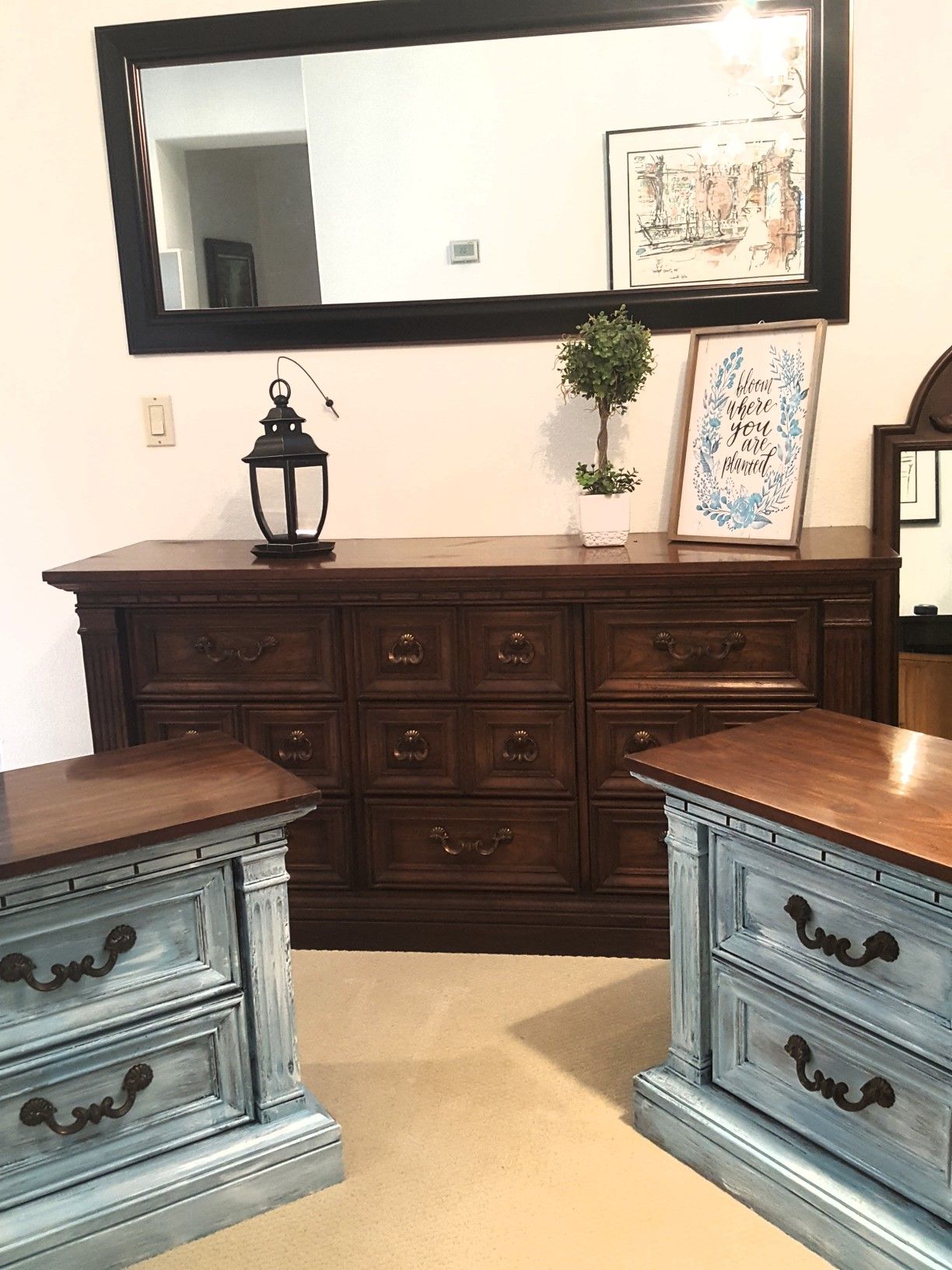 BURLINGTON HOUSE FURNITURE UNITED DIVISION Dresser w/mirror and 2 night stand