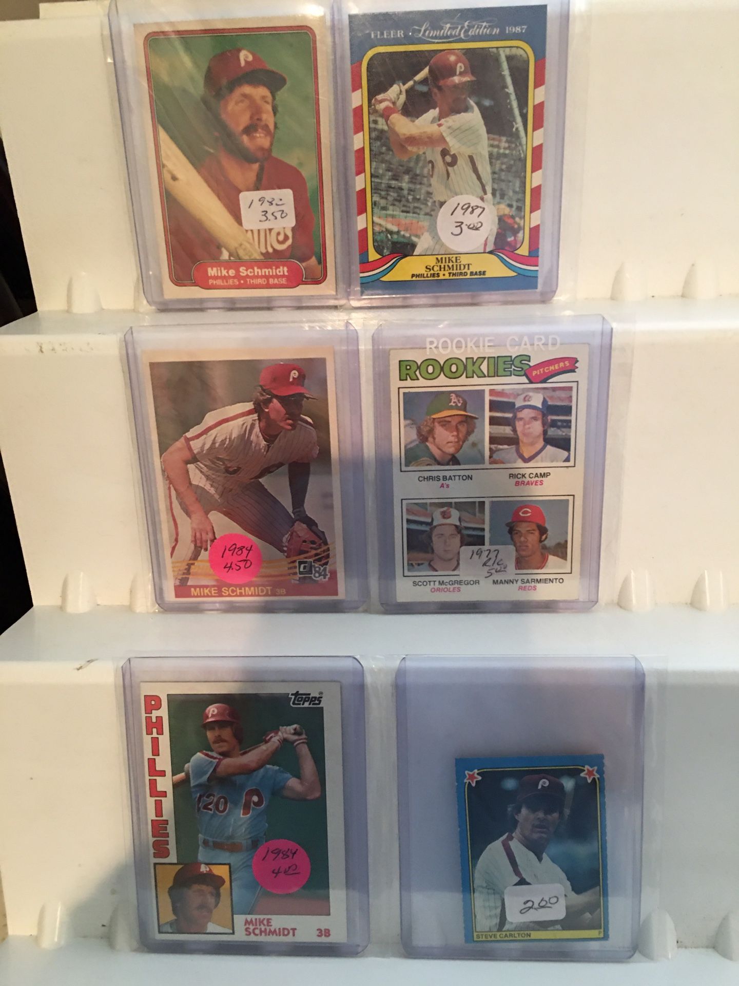 Six old baseball cards