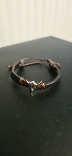 Western-Style Braided Leather And Cord Bracele