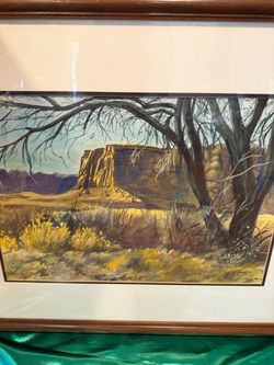 Beautiful Southwestern Desert Landscape Water Color Painting