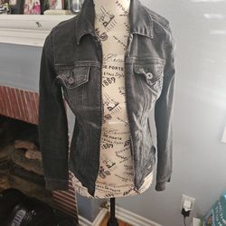 Gray & Black Vinyage Guess Jean Jacket