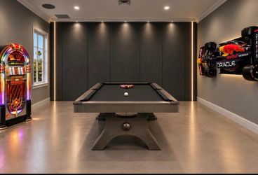 Modern Pool Table with Dark Felt