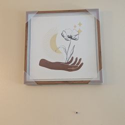 Framed Art With Sun/Moon And Flower