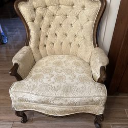 2 White Antique Chairs 