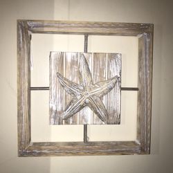 Starfish Whitewash Wall Art Frame